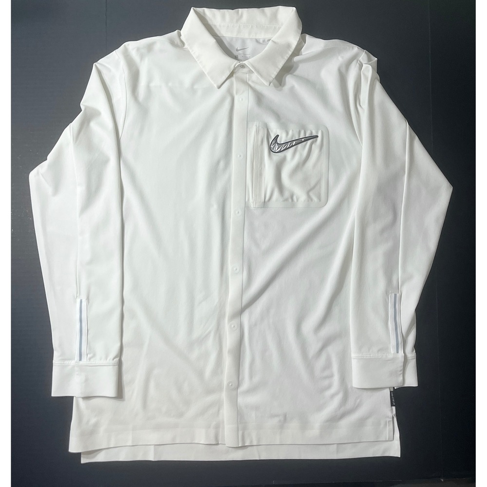 Nike On Field Button Down Shirt Mens White Large Tech Dri-FIT Reflective NFL